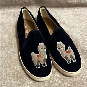 Soludos Velvet Navy Llama Slip on Sneakers